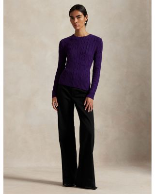 Cable Knit Cotton Crewneck Sweater