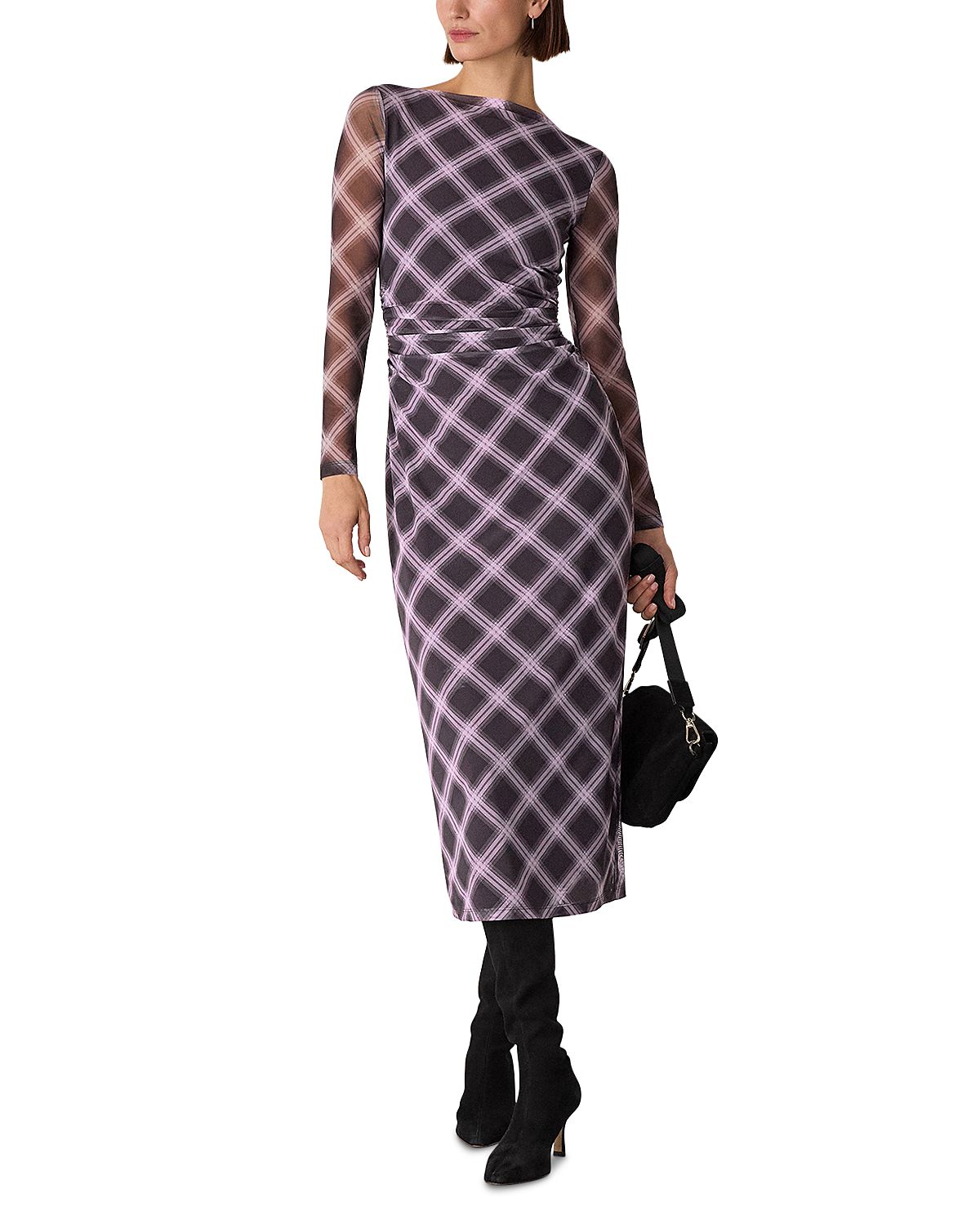 Whistles Check Mesh Dress
