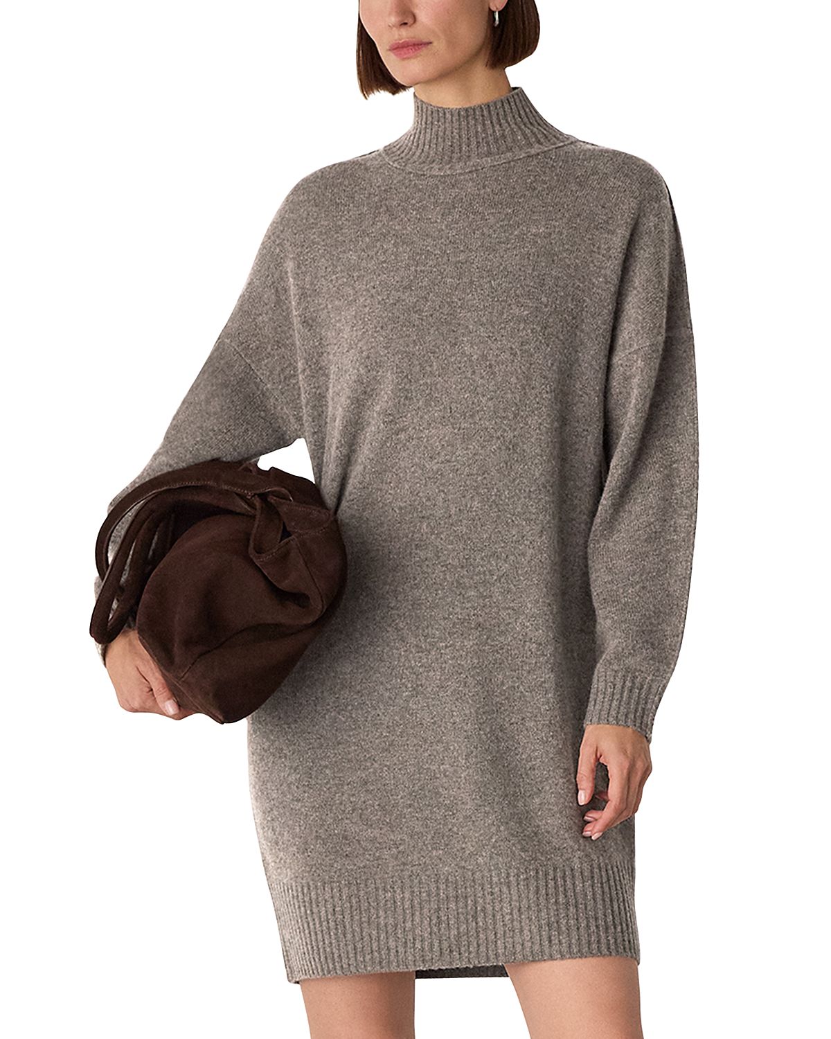 Whistles Funnel Neck Wool Mini Dress