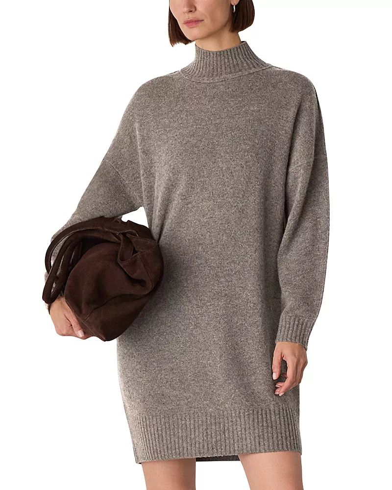 Whistles Funnel Neck Wool Mini Dress