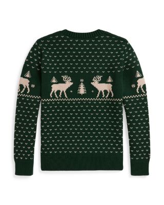 Boys' Reindeer Intarsia Cotton Blend Sweater - Big Kid