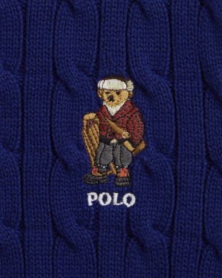 Boys' Polo Bear Cable Knit Cotton Sweater - Big Kid