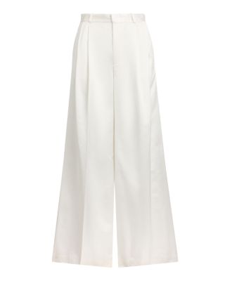 Pleated Satin Wide Leg Pant