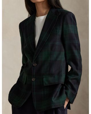 Single Breasted Plaid Wool Blazer