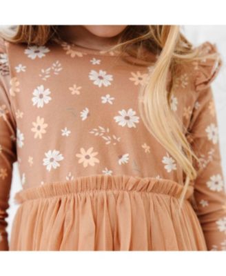 Girls&#39; Ditsy Fall Floral Long Sleeve Tutu Dress - Little Kid, Big Kid