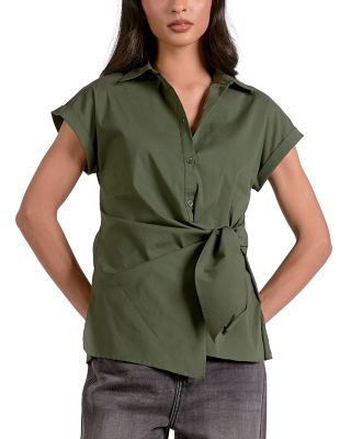 Button Down Tie Waist Shirt