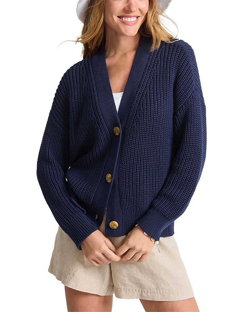 Tommy Bahama Zoe Shaker Stitch Cardigan In Blue