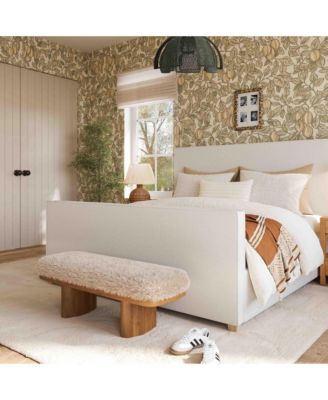 Ollie Straight Faux Leather Shearling Bench