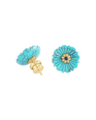 Milos Carved Stone Flower Stud Earrings