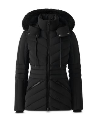 Nadia-SH Hooded Down Jacket With Shearling Trim