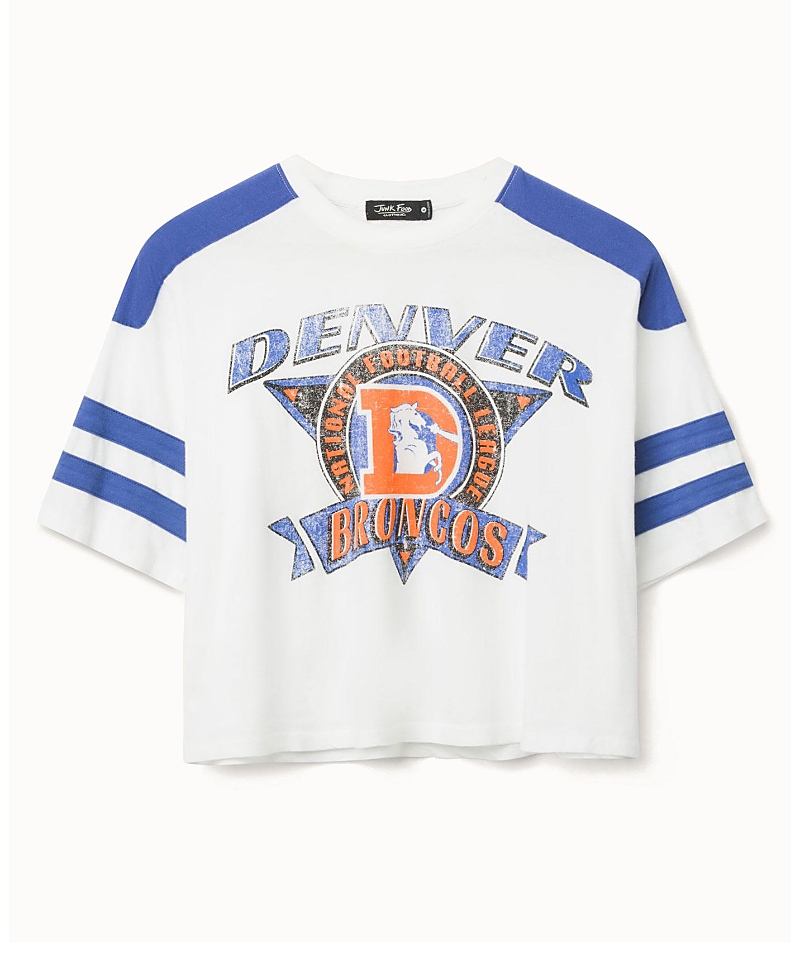 Junk Food Clothing Women's Nfl Denver Broncos Striped Crop Tee