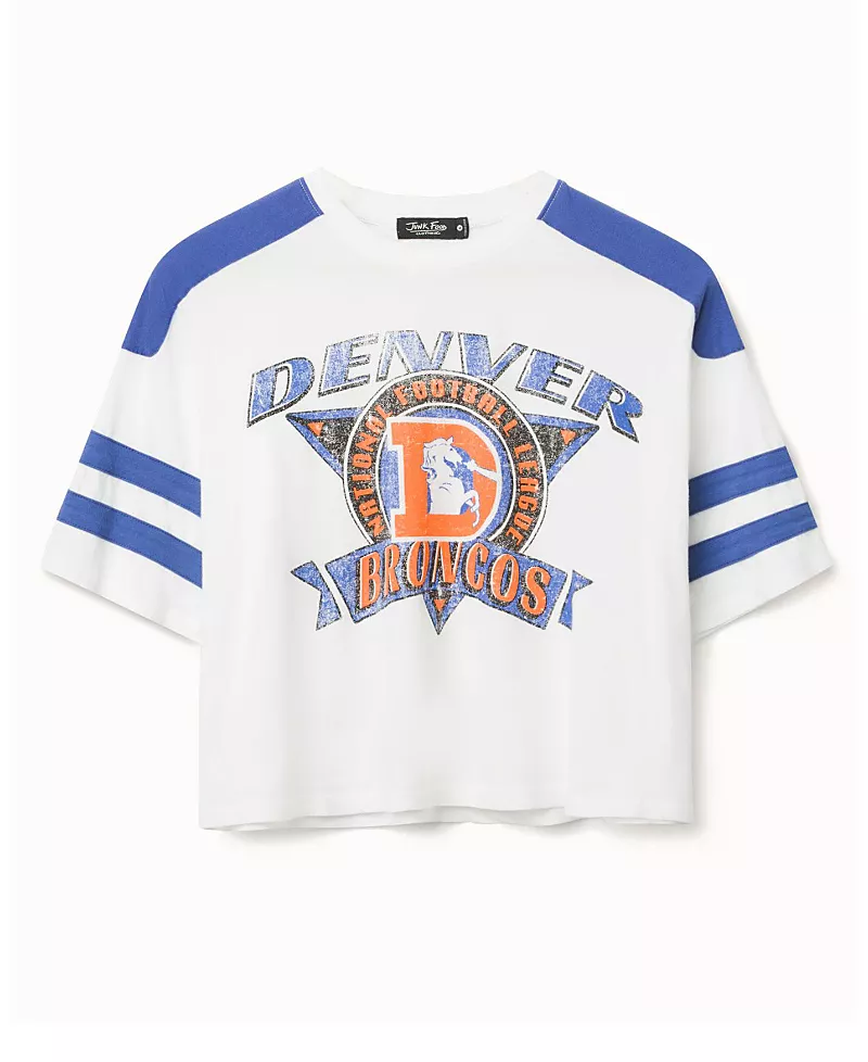 Junk Food Clothing Women's Nfl Denver Broncos Striped Crop Tee