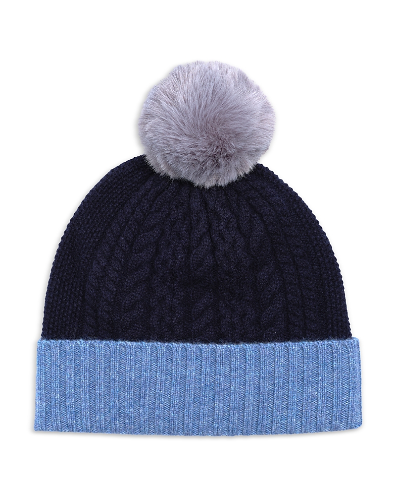 Echo Color Block Cable Knit Wool & Cashmere Beanie In Blue