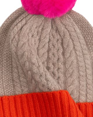 Color Block Cable Knit Wool & Cashmere Beanie