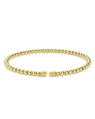 18K Yellow Gold Caviar Gold Bead Flex Bangle Bracelet