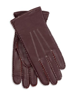 Stitch Detail Leather Tech Gloves