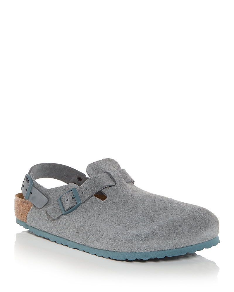 Birkenstock Dark Grey Suede Boston Slippers In Gray