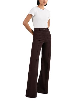 Sakura Flared Patch Pocket Jeans in Burgundy