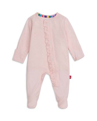 Girls' Pin Dot Ruffled Placket Footie - Baby