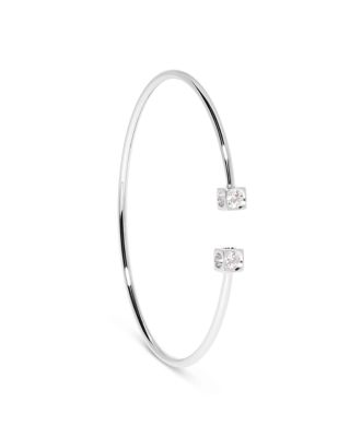 18K White Gold Le Cube Diamant Diamond Cube Wire Cuff Bracelet
