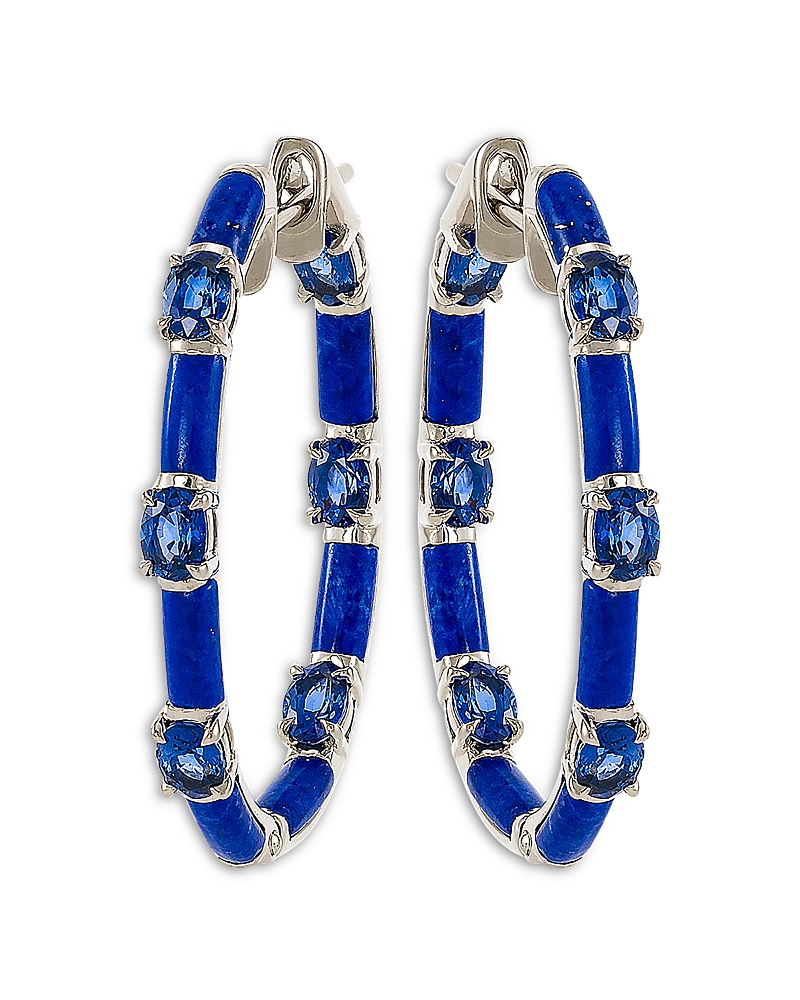 Etho Maria 18K White Gold Dolce Blue Sapphire & Lapis Lazuli Large Hoop Earrings
