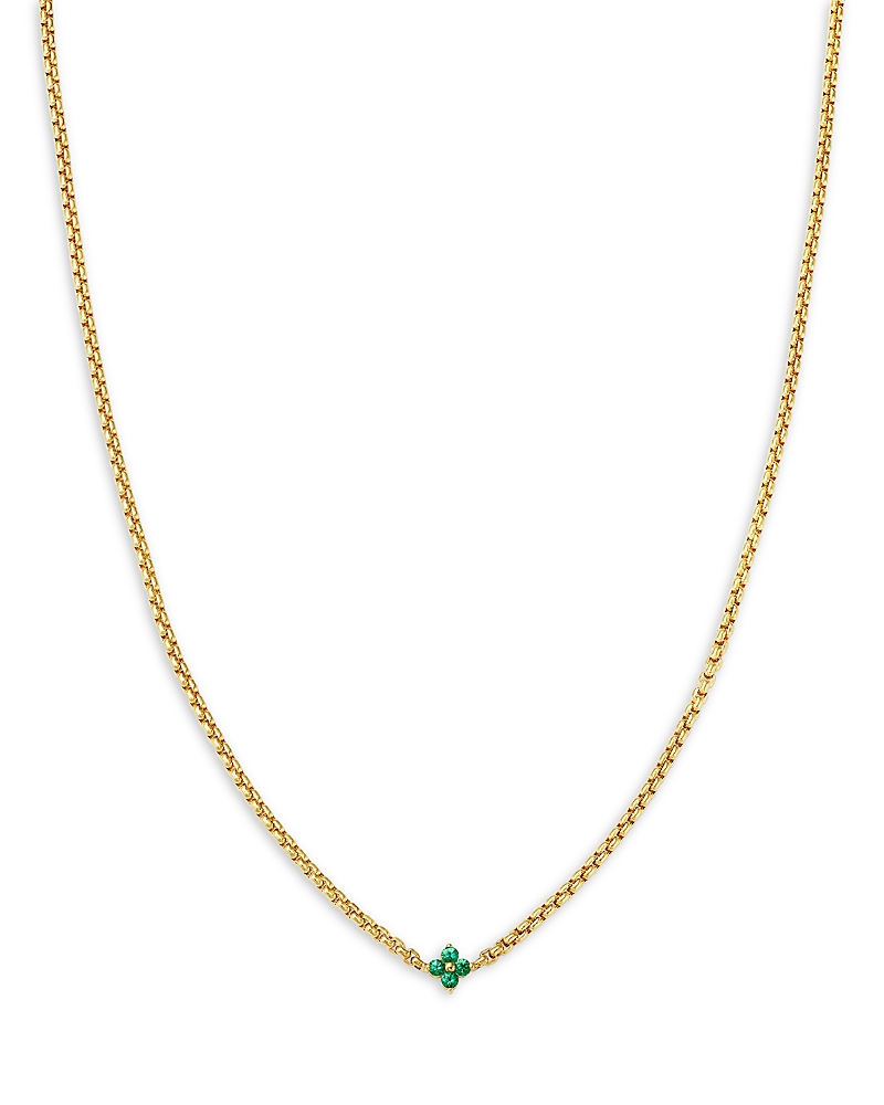 Zoe Chicco 14K Yellow Gold Emerald Gemstones Emerald Flower Chain Necklace, 14-16