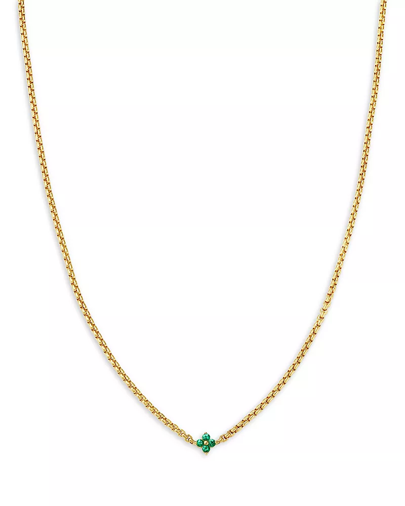 Zoe Chicco 14K Yellow Gold Emerald Gemstones Emerald Flower Chain Necklace, 14