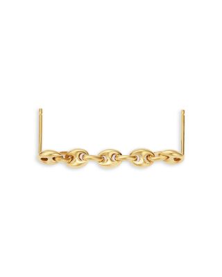 14K Yellow Gold Heavy Metal Mariner Link Double Piercing Chain Single Earring