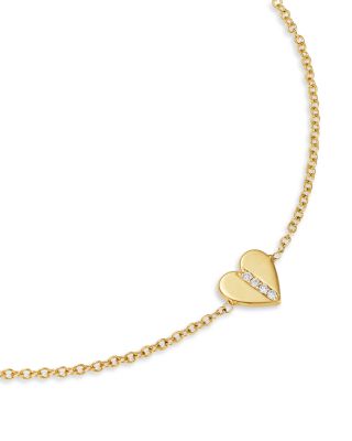 14K Yellow Gold Midi Bitty Symbols Diamond Heart Bracelet