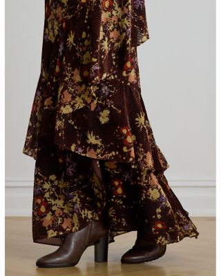 Floral Burnout Velvet Tiered Maxiskirt