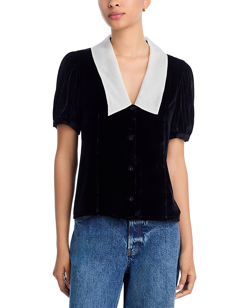 Frame The Velvet Sailor Blouse In Black