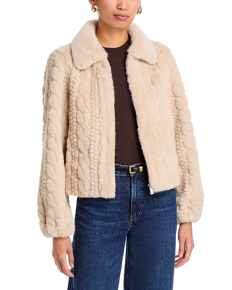 La Fee Maraboutee Elisa Faux Fur Jacket In Sand