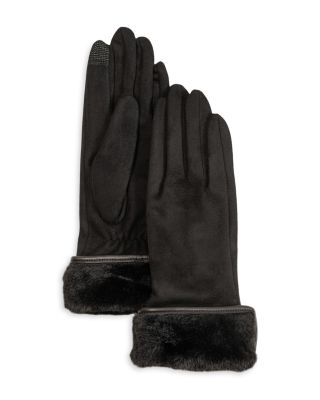 Faux Fur Cuff Stretch Tech Gloves