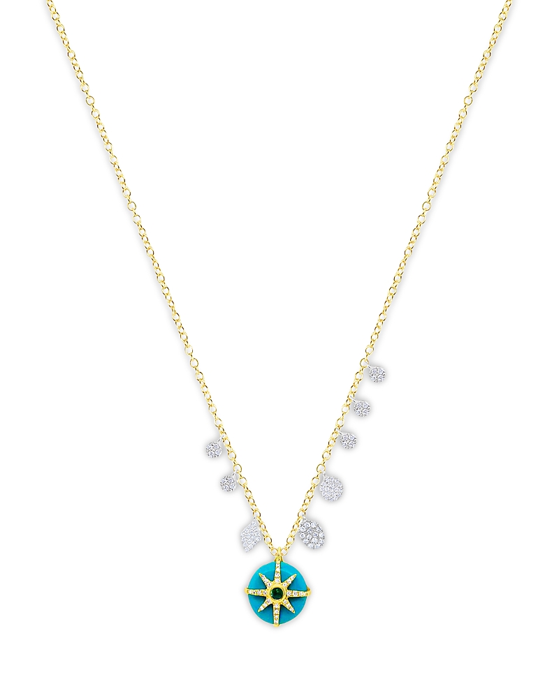 Meira T Turquoise, Diamond & Emerald Burst Pendant Necklace In Green