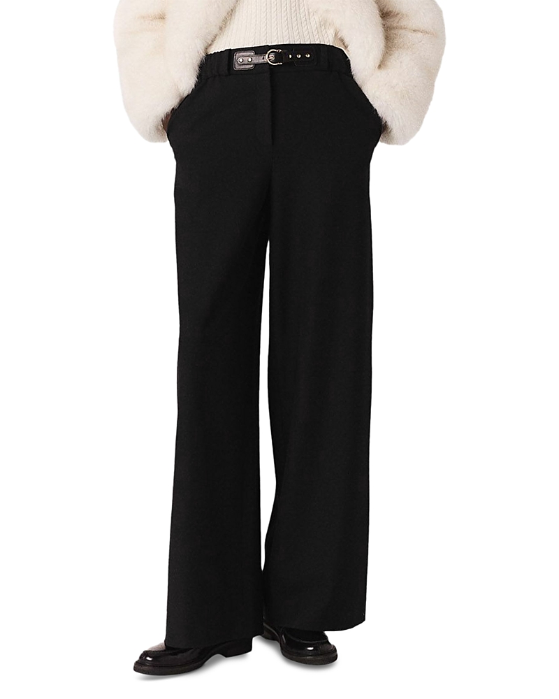 Maje Wide-leg Suit Trousers In Black