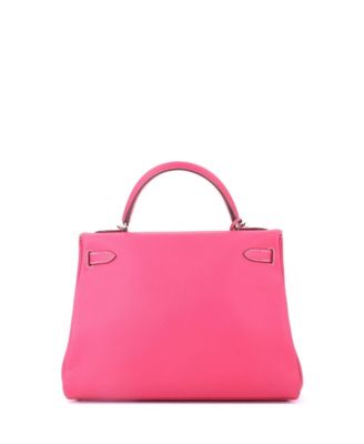 Kelly 32 Handbag Pink Epsom with Palladium Hardware