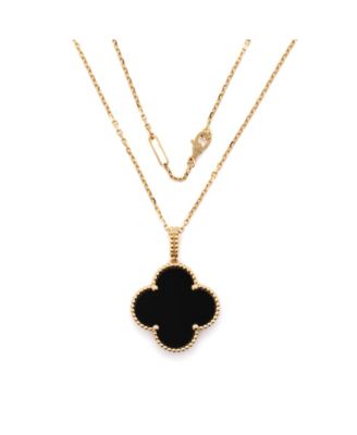 Magic Alhambra Pendant Necklace 18K Gold and Onyx, 35.5 - 32.5"