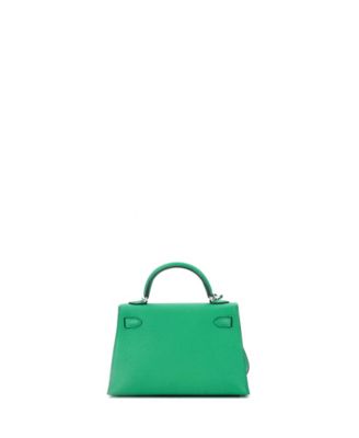 Kelly 20 Handbag Green Chevre Mysore with Palladium Hardware