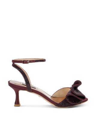 Women&#39;s Remi Almond Toe Rhinestone Ruffle Mid Heel Sandals