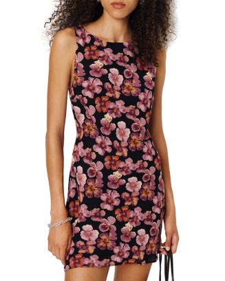 floral mini sheath dress Hyacinth House Black & Copper Floral Jacquard Minetta Mini Dress Black and Copper Floral / XS