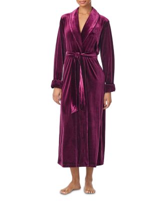 Long Sleeve Velvet Shawl Collar Long Robe