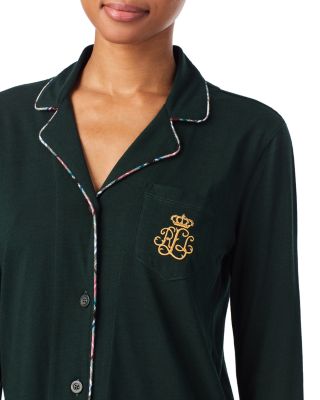 Long Sleeve Notch Collar Long Pants Pajama Set