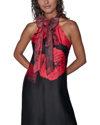 Rosette Neck Midi Dress