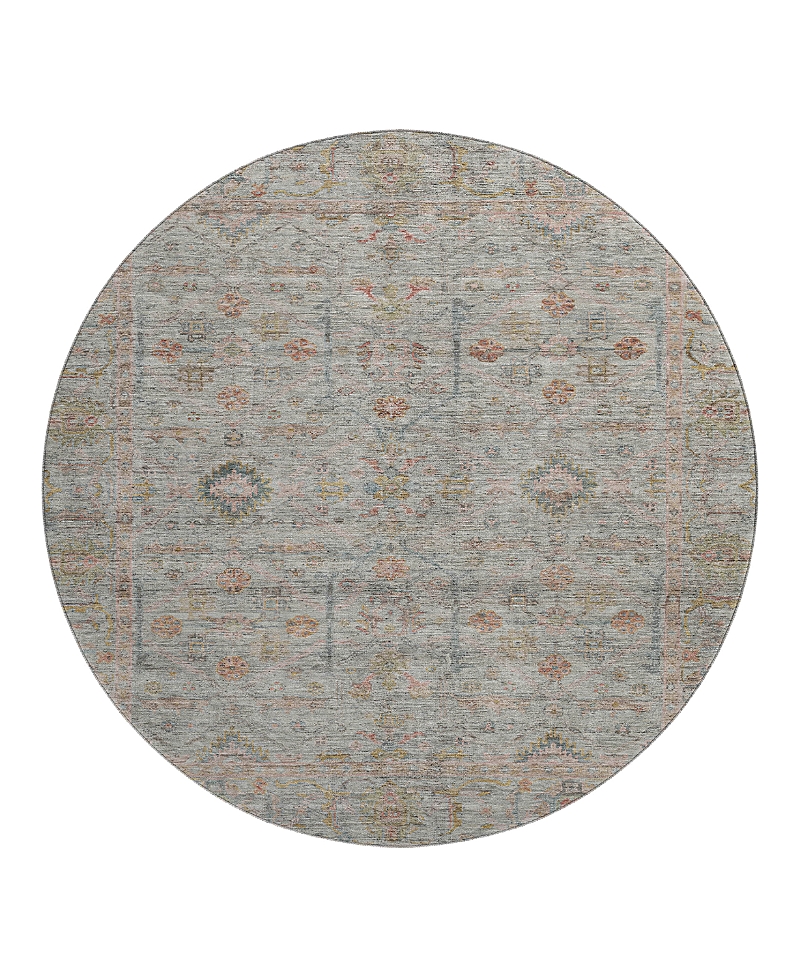 Dalyn Rug Company Dalyn Ravenna Washable Rn5 Round Area Rug, 8' X 8' In Gray