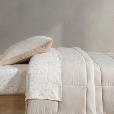 Solid Washed Reversible Plush 5 Piece Comforter Set, Twin/ Twin XL