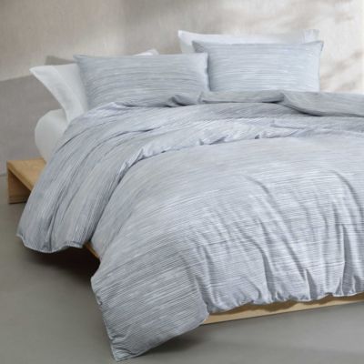Washed Percale Wavy Stripe 3 Piece Comforter Set, King
