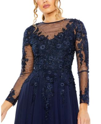 Hand-Embellished Lace Gown with Jeweled Embroidery