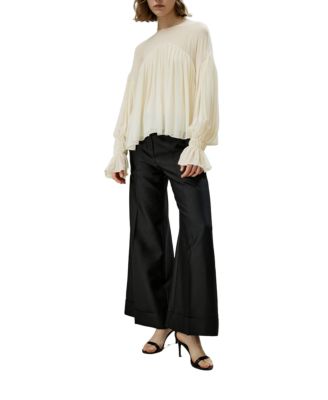 Sheer-Shoulder Ruffle Shirt