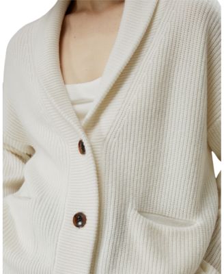 Wool-Cashmere Blend Shawl Collar Cardigan