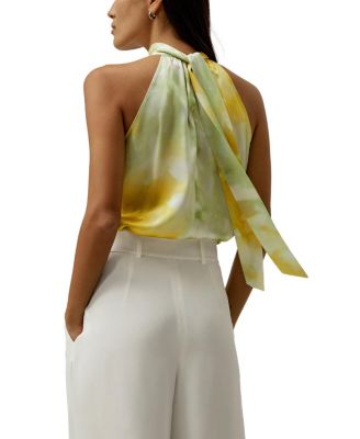 Print Silk Halter Neck Top